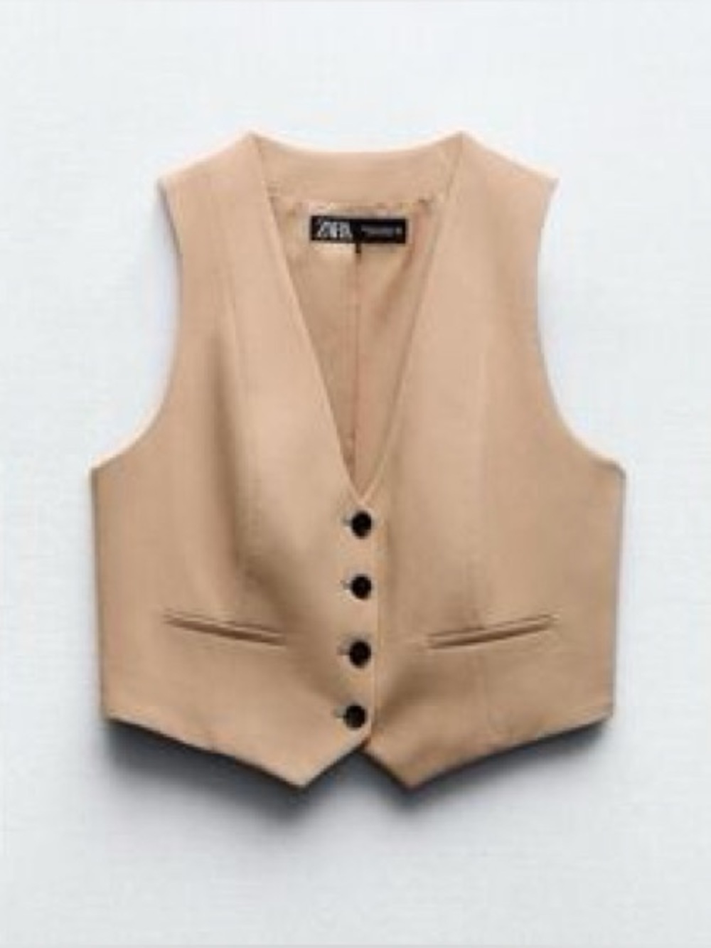 ZARA Women's Camel Tailored Vest - Sleeveless Button Front